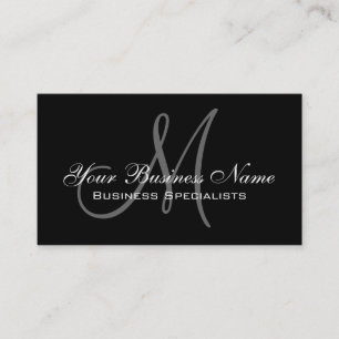 Black Simple Plain Monogram Visitekaartje