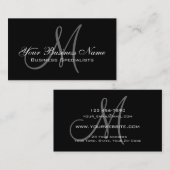 Black Simple Plain Monogram Visitekaartje (Voorkant / Achterkant)
