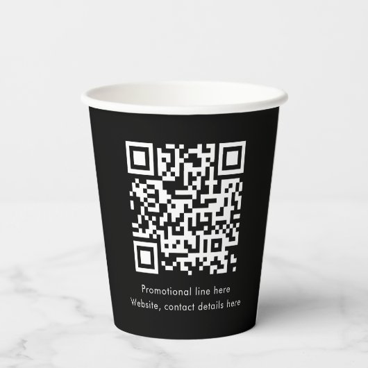 Black Simple Professional Business Logo QR-code Papieren Bekers (Achterkant)