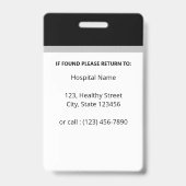 Black Simple Professional Employee Custom Photo Badge (Achterkant)