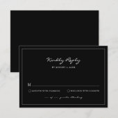 Black Simple RSVP-kaarten RSVP Kaartje (Voorkant / Achterkant)