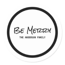 Black Simple Script is Merry Holiday Stickers