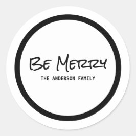 Black Simple Script is Merry Holiday Stickers