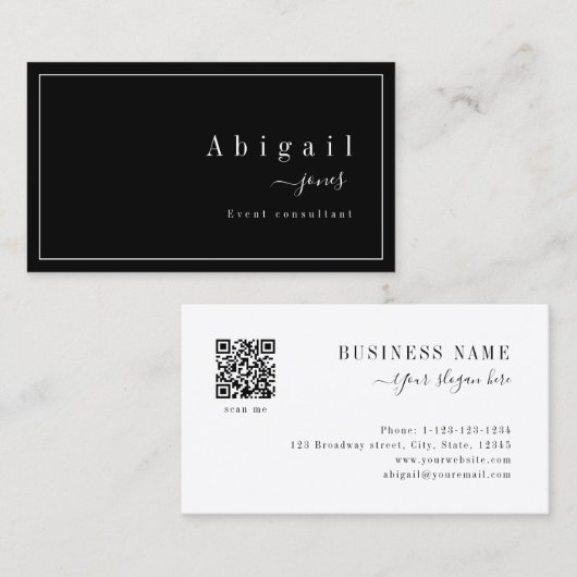 Black Simple Script Modern Luxury Professional Visitekaartje (Voorkant / Achterkant)