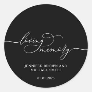 Black Simple Signature Loving Memory Ronde Sticker
