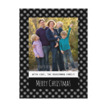 Black Simple Snowflake Holiday Photo Briefkaart