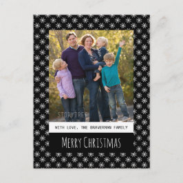 Black Simple Snowflake Holiday Photo Briefkaart