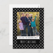 Black Simple Snowflake Holiday Photo Briefkaart (Voorkant / Achterkant)
