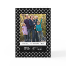 Black Simple Snowflake Holiday Photo Wenskaart