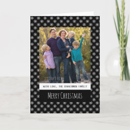 Black Simple Snowflake Holiday Photo Wenskaart Feestdagen Kaart