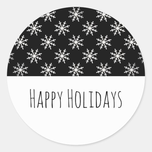 Black Simple Snowflake Holiday Stickers (Voorkant)