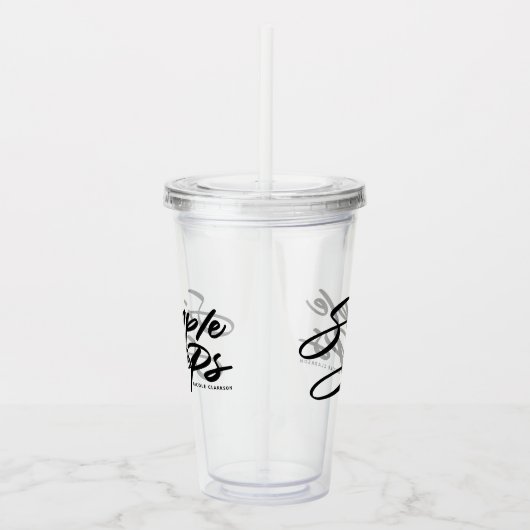 Black Simple Steps Quote Modern Calligraphy Acryl Drinkbeker (Rechts)