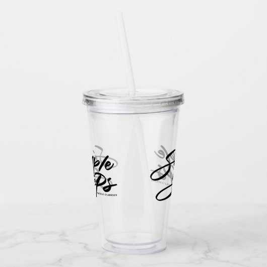 Black Simple Steps Quote Modern Calligraphy Acryl Drinkbeker (Links)