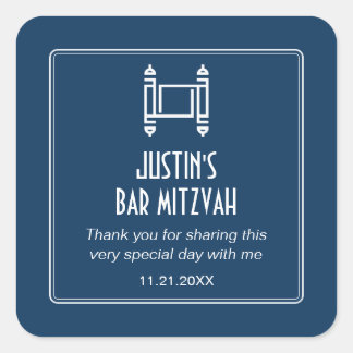 Black Simple Torah Bar Mitzvah Vierkante Sticker