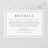 Black Simple Typography Formal Wedding Details Informatiekaartje (Voorkant)