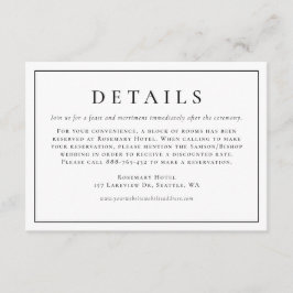 Black Simple Typography Formal Wedding Details Informatiekaartje
