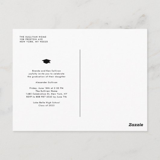 Black Simple Typography Photo Collage Afstuderen Briefkaart (Achterkant)