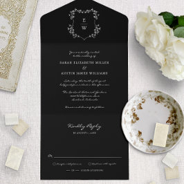 Black Simple Wedding All In One Uitnodiging