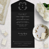 Black Simple Wedding All In One Uitnodiging