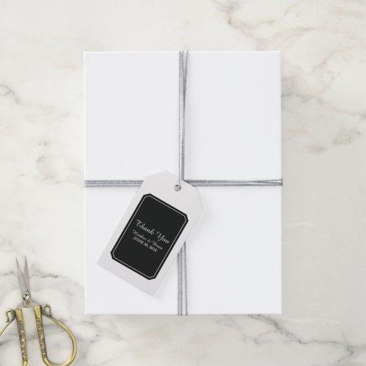 Black Simply Elegant Wedding Cadeaulabel (Met Touw)