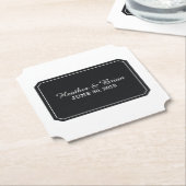 Black Simply Elegant Wedding Kartonnen Onderzetters (Gekanteld)
