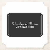 Black Simply Elegant Wedding Kartonnen Onderzetters (Voorkant)