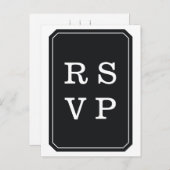 Black Simply Elegant Wedding RSVP Briefkaart (Voorkant / Achterkant)