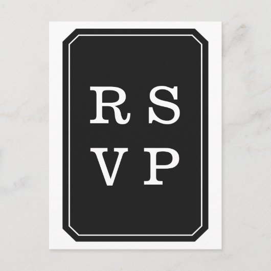 Black Simply Elegant Wedding RSVP Briefkaart (Voorkant)