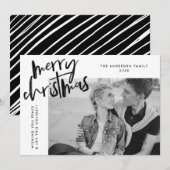 Black Simply Merry-foto Feestdagenkaart (Voorkant / Achterkant)