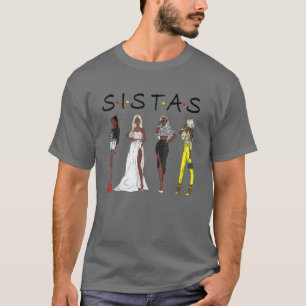 Black SISTAS Queen Afro Women African American Pri T-shirt