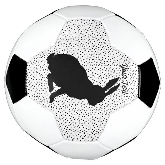 Black Sitting Rabbit Silhouette Form on Polka Dots Voetbal (Gedraaid)