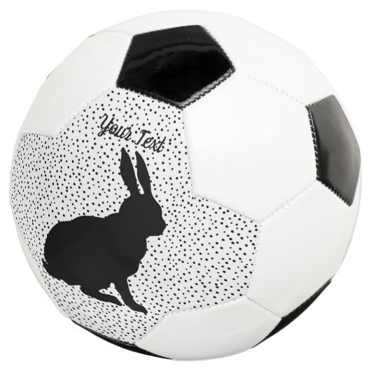 Black Sitting Rabbit Silhouette Form on Polka Dots Voetbal (Drie kwart)