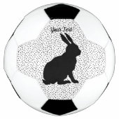 Black Sitting Rabbit Silhouette Form on Polka Dots Voetbal (Voorkant)