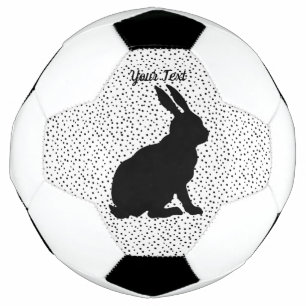 Black Sitting Rabbit Silhouette Form on Polka Dots Voetbal