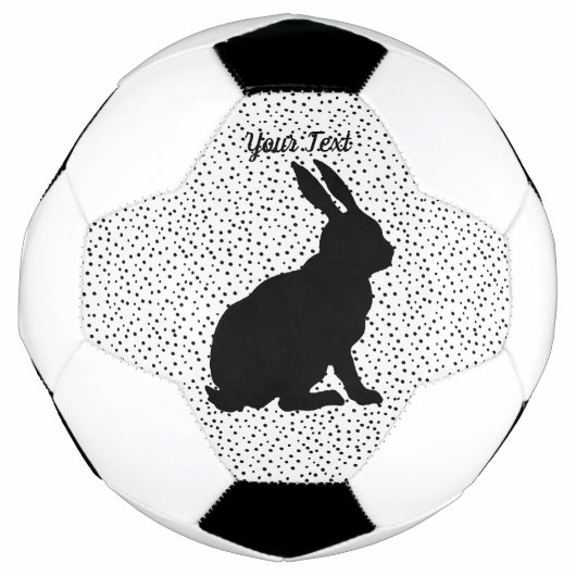 Black Sitting Rabbit Silhouette Form on Polka Dots Voetbal (Voorkant)