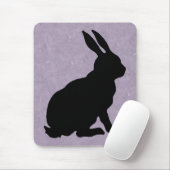Black Sitting Silhouette Rabbit op gemarmerd Paars Muismat (Met muis)