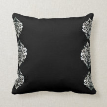 Black Siver Damascus Throw Cushion 41 x 41 cm