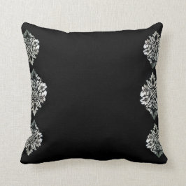 Black Siver Damascus Throw Cushion 41 x 41 cm Kussen