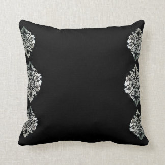 Black Siver Damascus Throw Cushion 41 x 41 cm Kussen