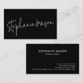 Black Sjabloon Business Minimalist Script Simple Visitekaartje (Voorkant / Achterkant)