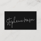 Black Sjabloon Business Minimalist Script Simple Visitekaartje (Voorkant)