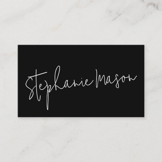 Black Sjabloon Business Minimalist Script Simple Visitekaartje (Voorkant)