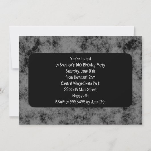 Black Skatepark Teen Boy Verjaardagsfeestje Kaart (Achterkant)