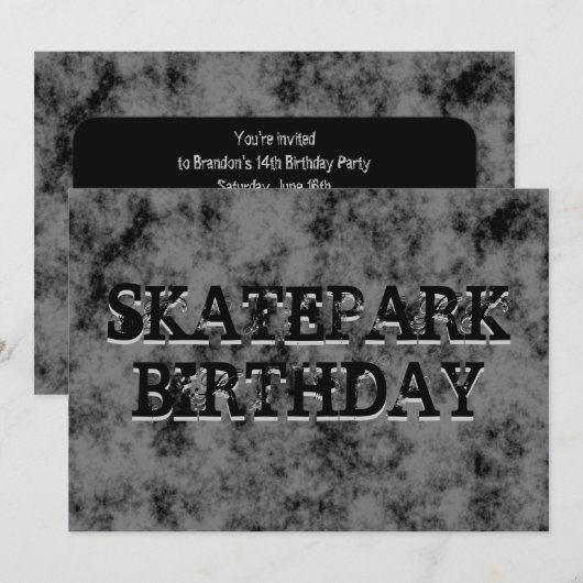 Black Skatepark Teen Boy Verjaardagsfeestje Kaart (Voorkant / Achterkant)