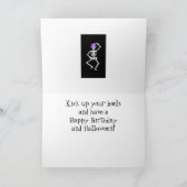 Black Skeleton Dancing Halloween Happy Birthday Kaart (Binnen)