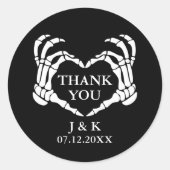 Black Skeleton Heart Til Death Weddenschap Ronde Sticker (Voorkant)