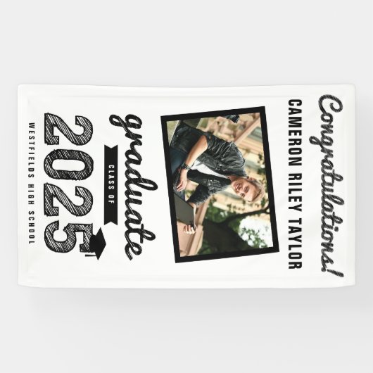 Black Sketch 2025 Congrats Afstudeerfeest Spandoek (Horizontaal)