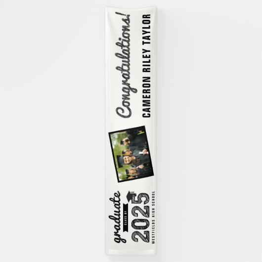 Black Sketch 2025 Congrats Afstudeerfeest Spandoek (Verticaal)