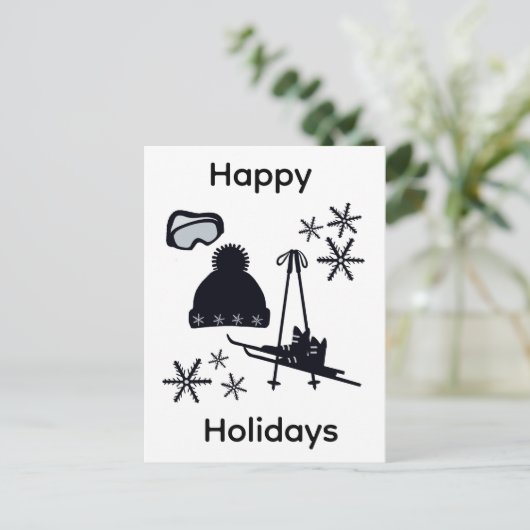 Black ski & winter designs  briefkaart (Staand voorkant)
