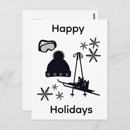 Black ski & winter designs  briefkaart (Voorkant / Achterkant)